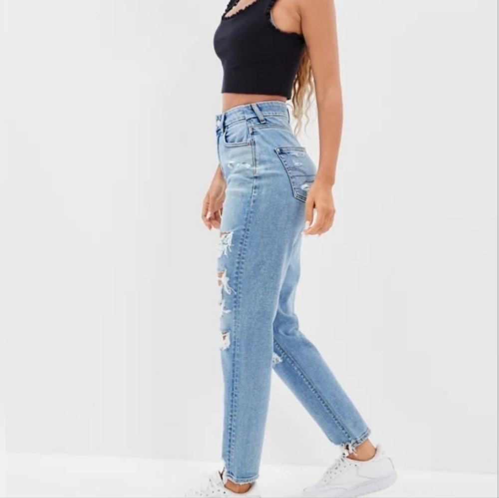 American Eagle Stretch Curvy Mom Jeans Distessed Regular Size XXS